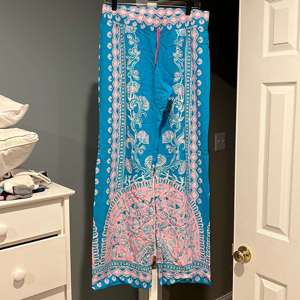 Lilly Pulitzer Bal Harbor Mid Rise Palazzo in Turquoise Teal size medium NWT